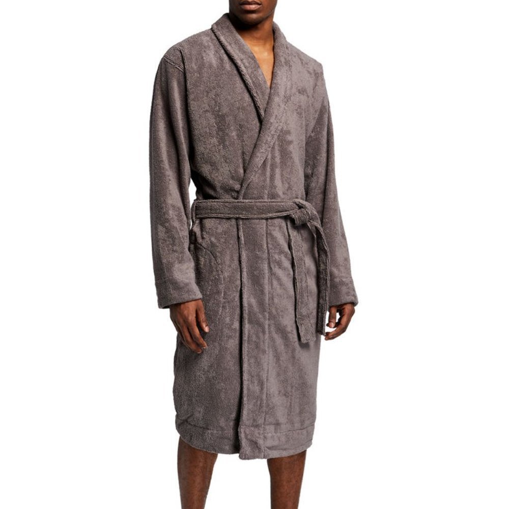 NWT‎ UGG MEN'S RIBBED COTTON TERRY PLUSH ROBE GRAY